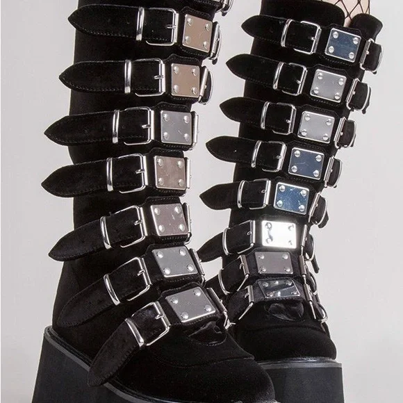 Demonia | Shoes | Demonia Black And Silver Platform Boots  display picture 1